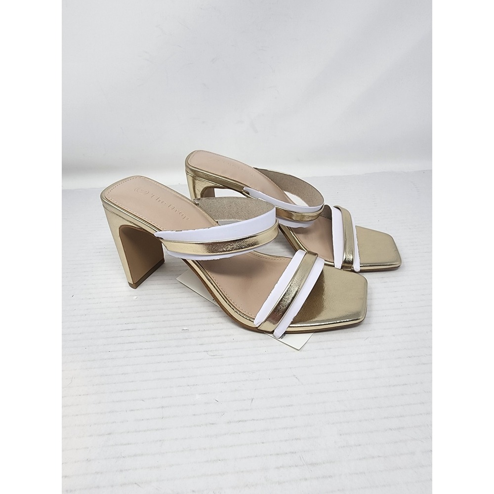 The Drop Avery Women's Gold Metallic Square Toe Block Mules Sandals Size 6.5 - Picture 4 of 11